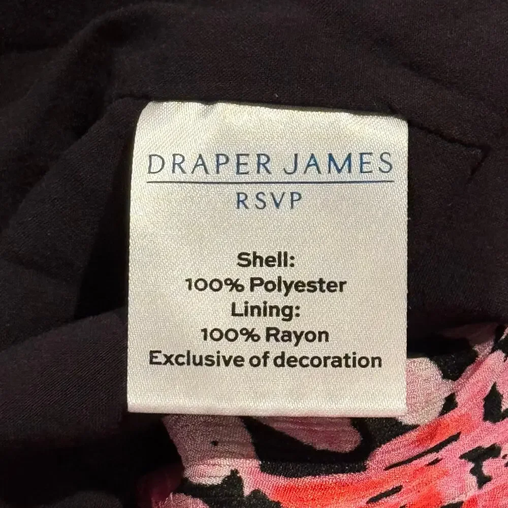 Draper James Sheer Floral Button Top Peasant Boho Cottagecore Romantic Black XL